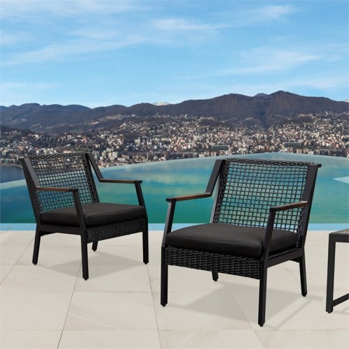 Fauteuil de salle à manger de patio en aluminium Calvin de Real Flame - Noir