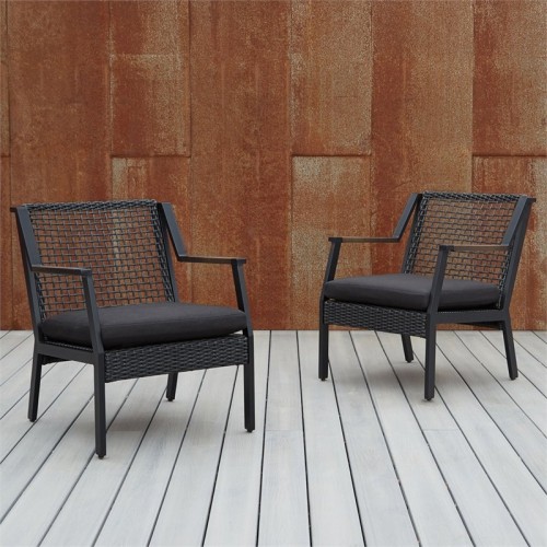 Fauteuil de salle à manger de patio en aluminium Calvin de Real Flame - Noir