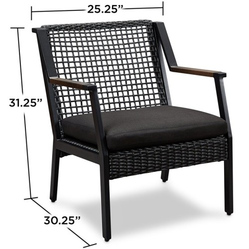 Fauteuil de salle à manger de patio en aluminium Calvin de Real Flame - Noir