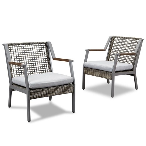 Real Flame Calvin Aluminum Patio Dining Arm Chair in Gray