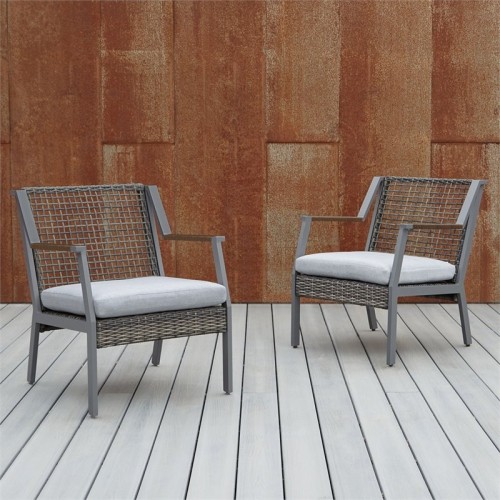 Real Flame Calvin Aluminum Patio Dining Arm Chair in Gray