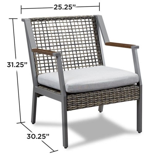 Real Flame Calvin Aluminum Patio Dining Arm Chair in Gray