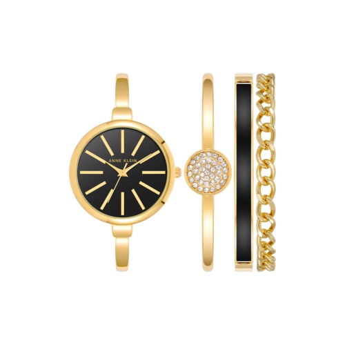 Anne Klein – Ensemble montre et bracelet pour femmes, or et noir, 1470&nbsp;GoST