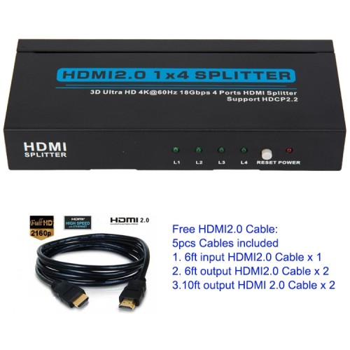 Répartiteur HDMI 2.0 1 entrée 4 Sorties, 1x4 Splitter HDMI 4K
