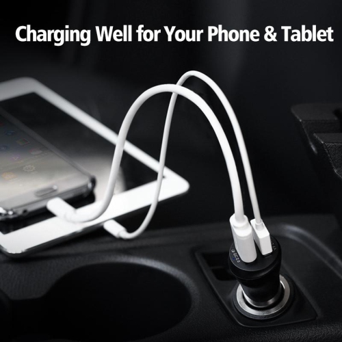 UGREEN Car Charger, 3.4A Dual USB Port Car Charger adapter with Lighting Charging Data cable Kit for iPad Air Mini 4 3 2 iPhon