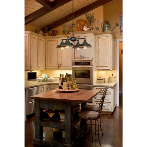 Iron Hill Rustic Country 4-Light Chandelier - Bronze