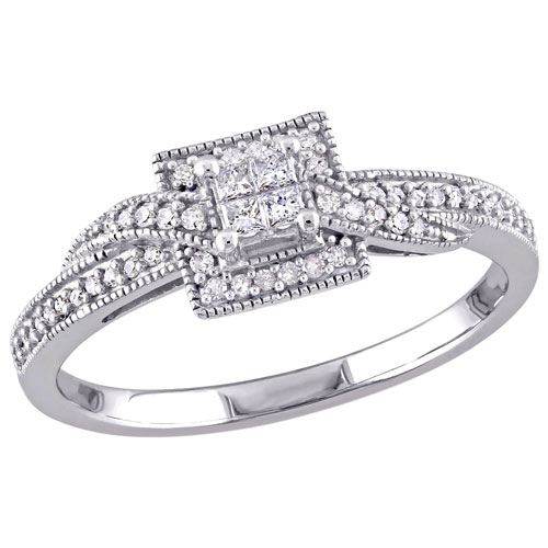 Engagement Ring in 10K White Gold with 0.25ctw GHI I1-I2 Diamonds - Size 6