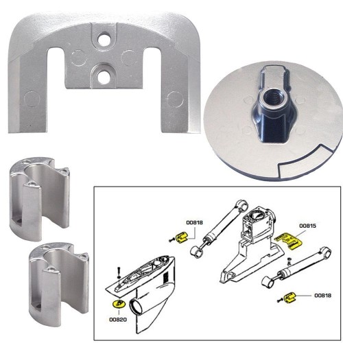 TECNOSEAL  Anode Kit W-Hardware - Mercury Bravo 2-3 Up to 2003 - Magnesium