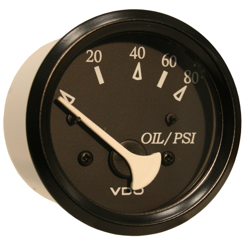 VDO  Allentare 80Psi Oil Pressure Gauge - Use W-Marine 240-33 Ohm Sender - 12V - Bezel In Black