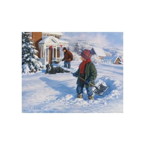 Giclee Canvas Ready to Hang by Duncan - Shoveling Out - 20 X 24"