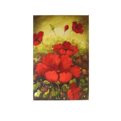 Oil Painting on Canvas Ready to Hang - Red Poppies - 24 X 36"