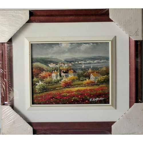 Framed Oil Painting on Masonite Ready to Hang Garden - 16 X 18"