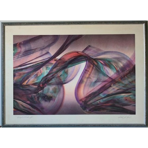 Framed Giclee on Masonite Signed and Titled Ready to Hang by John March - Purple Tide II 29 X 40"