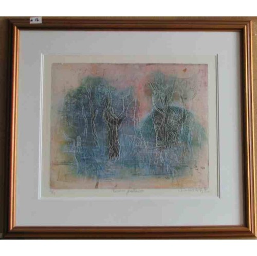 Framed Lithograph with Double Matte Numbered & Signed 50/99 By Hasegawa - Premices Printanieres - 27 X 30"
