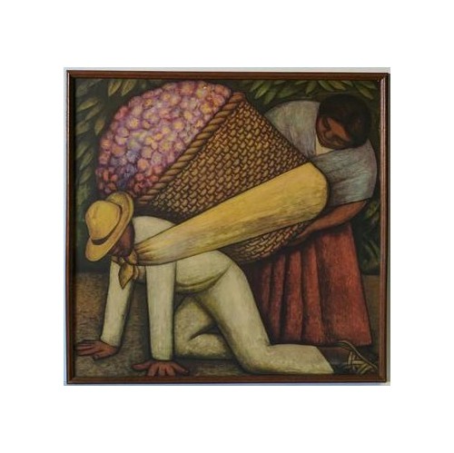 Framed Giclee on Masonite Ready to Hang by Rivera - The Flower Carrier - 29 X 29"