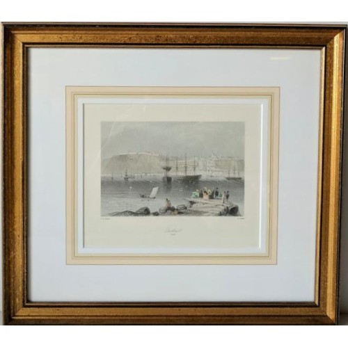 Framed Art Print with Matte and Glass Ready to Hang by Bartlett - Quebec, 1840 - 15 X 16"