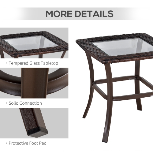 Outsunny 3pcs Rotin Chaise à Bascule Ensemble de Table Mobilier d'extérieur en Osier 2 Chaise 1 Table Basse Arrière-cour Pont Ensemble Bistro Marron