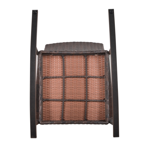 Outsunny 3pcs Rotin Chaise à Bascule Ensemble de Table Mobilier d'extérieur en Osier 2 Chaise 1 Table Basse Arrière-cour Pont Ensemble Bistro Marron