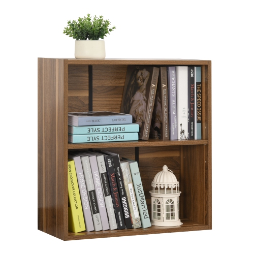Homcom Wood Small Bookshelf 2 Tier Storage Rack Walnut Best Buy