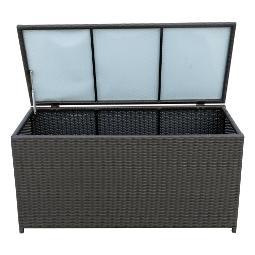 Outsunny 47x21x23inch Outdoor Garden Rattan Storage Box with Lid Coffee