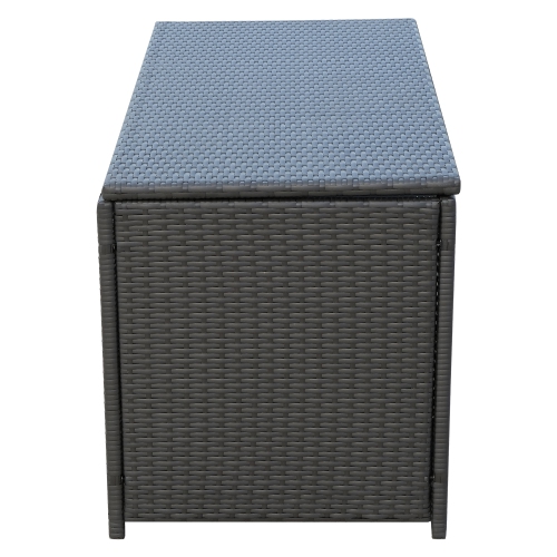 Outsunny 47x21x23inch Outdoor Garden Rattan Storage Box with Lid Coffee