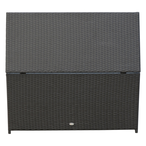Outsunny 47x21x23inch Outdoor Garden Rattan Storage Box with Lid Coffee