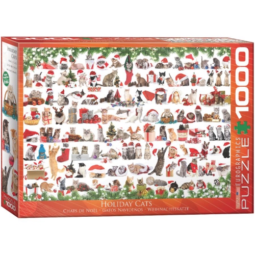 Image 1 of 1.. Holiday Cats 1000-Piece Puzzle