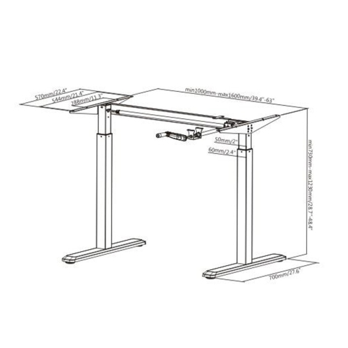 Boost Industries Floor Standing FS-DR48C Manual Crank Height Adjustable Desk Frame