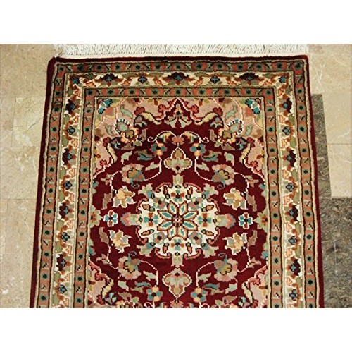 Red Floral Love Mahal Exclusive Designed Hand Knotted Runner Rug'