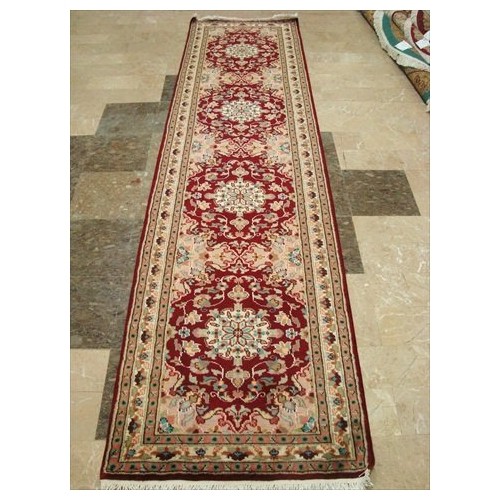 Red Floral Love Mahal Exclusive Designed Hand Knotted Runner Rug'