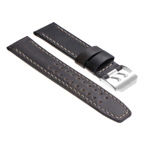 DASSARI Blue Leather Watch Band Strap for Luminox w Double Prong Buckle