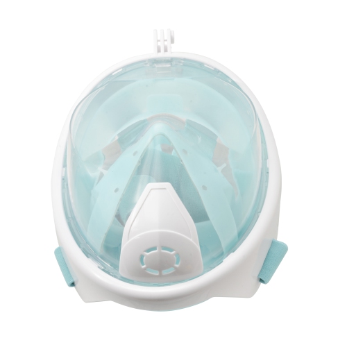 180 Full Face Snorkel Mask with Panoramic View Anti-Fog Adjustable Head Straps S/M Size - Aqua