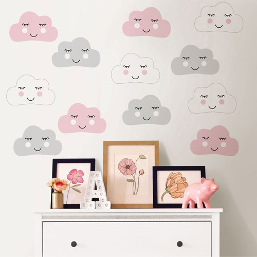 WallPops Head In The Clouds Peel & Stick Wall Decals - Pink