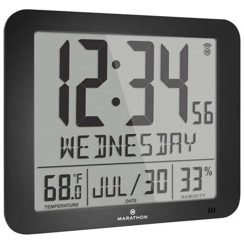 LIORQUE Horloge Numérique Calendrier Date Jour Heure Noir 11,2 Pouces Horloge Digitale Horloge Murale Geante avec 4 Niveaux de Luminosité pour Alzheimer La Personne âgée et L’Enfant 