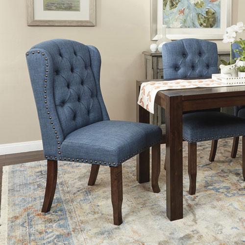 Jessica Traditional Fabric Dining Chair - Navy