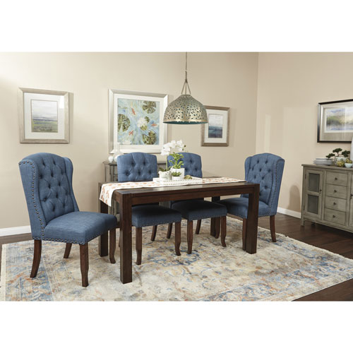 Jessica Traditional Fabric Dining Chair - Navy