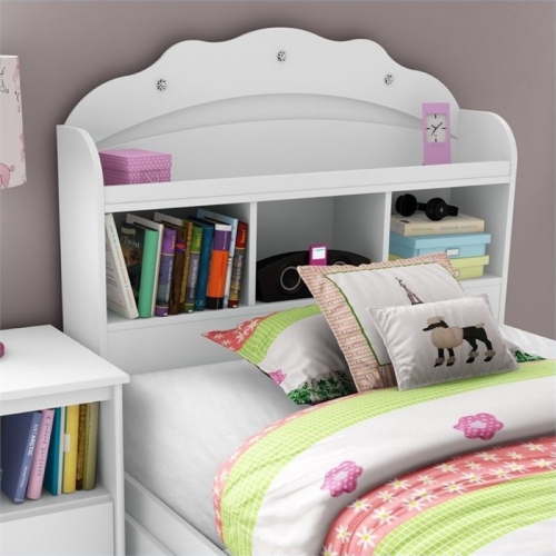 South Shore Tiara Twin Bookcase Headboard, Pure White