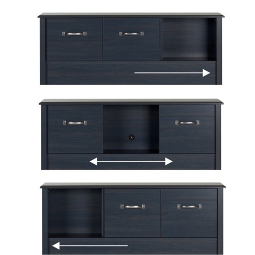 South Shore Ulysses Twin Bookcase Headboard with Sliding Doors, Blueberry