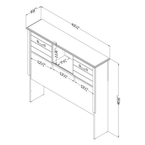South Shore Ulysses Twin Bookcase Headboard with Sliding Doors, Blueberry
