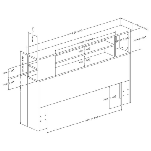 South Shore Fusion Full/Queen Bookcase Headboard, Pure White