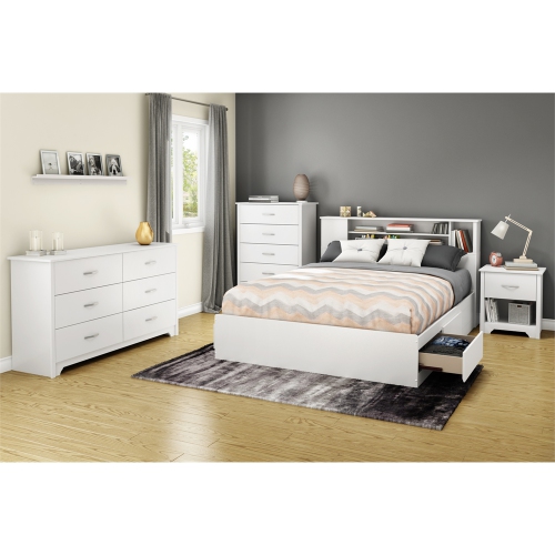South Shore Fusion Full/Queen Bookcase Headboard, Pure White