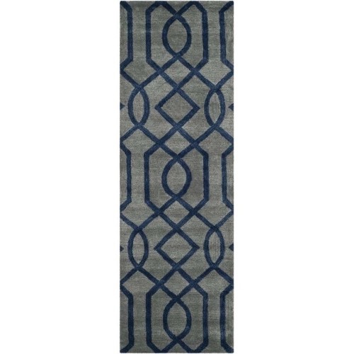 SAFAVIEH  Soho Runner Rug In Grey / Dark Blue