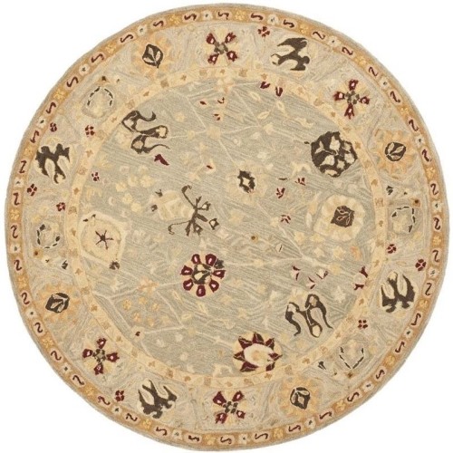 SAFAVIEH  Anatolia Grey Blue Traditional Rug - Round 6'