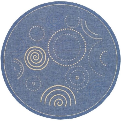 Image 1 de 1.. Tapis d’intérieur bleu Courtyard de Safavieh - rond 7 pi 10 po