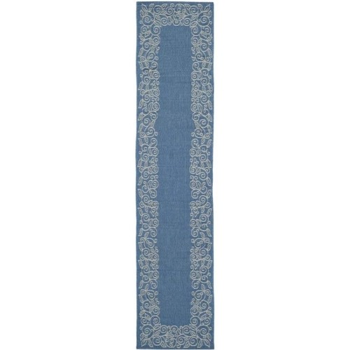 SAFAVIEH  Courtyard Indoor Outdoor 2'4" X 12' Hallway Runner - Blue