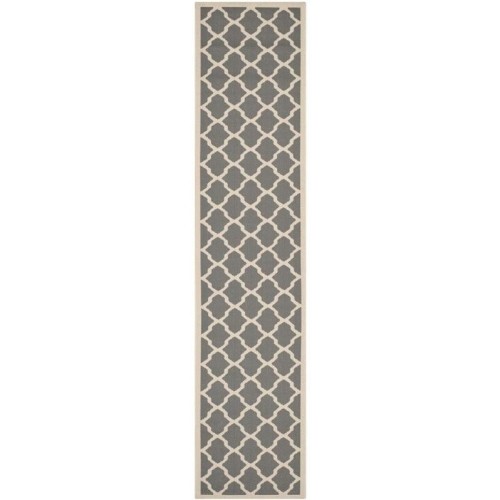 Image 1 of 1.. Safavieh Courtyard Anthracite Indoor Outdoor Rug - Runner 2'3" x 10'
