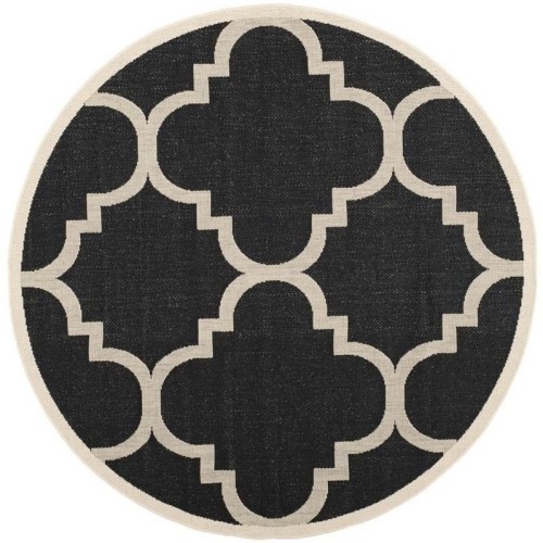 Image 1 of 1.. Safavieh Courtyard Black Indoor Outdoor Rug - Round 7'10"