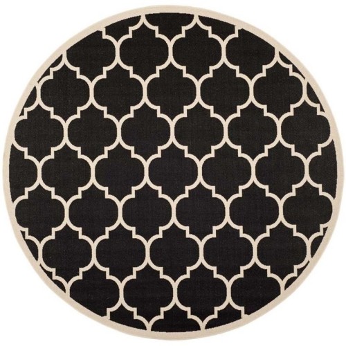Tapis d’intérieur noir Courtyard de Safavieh - rond 7 pi 10 po