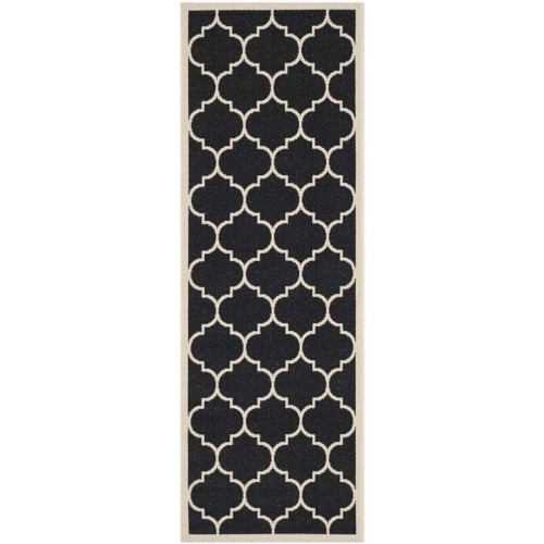 Tapis d’intérieur noir Courtyard de Safavieh - Tapis de passage 2 pi 3 po x 10 pi