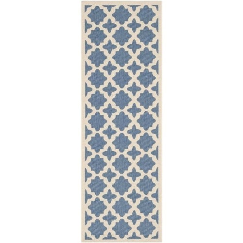 Image 1 of 1.. Safavieh Courtyard Blue Indoor Outdoor Rug - Runner 2'3" x 10'
